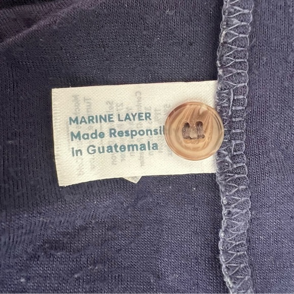 Marine Layer Men’s Double Knit Henley in Storm Blue Striped - Picture 7 of 8